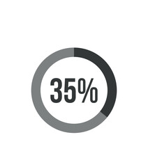 35% round graph. Graphic vector for statistics and finance, pie shape design isolated on white background