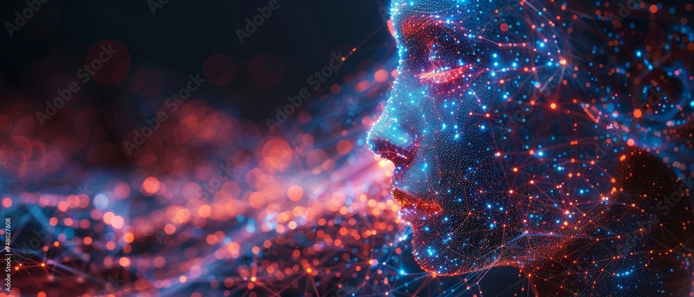 Aufkleber Security system based on facial recognition. Biometric authentication.
