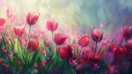 Möbelaufkleber Tulips in a field in spring © Mishi