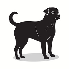 Pug silhouettes and icons. Black flat color simple elegant Pug animal vector and illustration with white background.