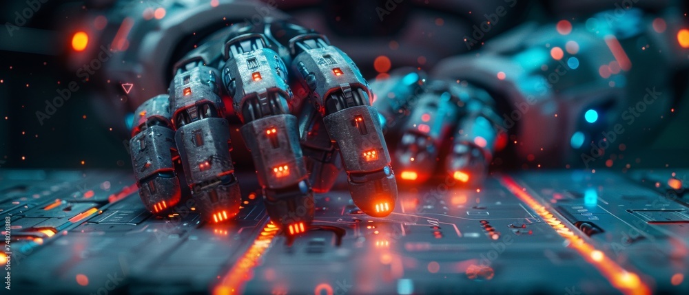 Poster Man using artificial intelligence technology to help and support work for chatbots, chat assistants, generate images, write code, and analyze data using smart robot AI technology