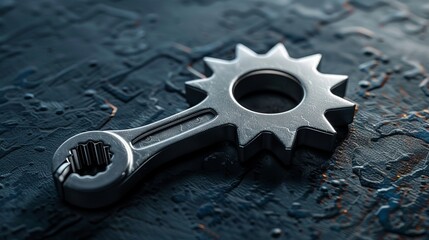 A gear and wrench tool serve as the logo.