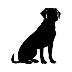Cute silhouette of a dog. Sitting dog breed illustration. Pet vector animal