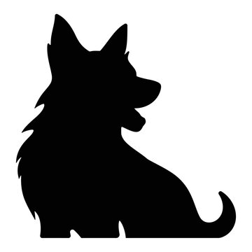 Cute silhouette of a dog. Sitting dog breed illustration. Pet vector animal