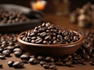 Fototapeta premium Aromatic scent of freshly ground coffee beans fills the room