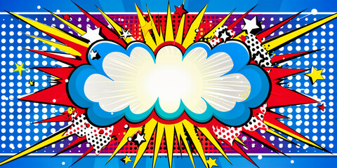 Explosive Comic Book Style, Bright Abstract Design with Retro Bang and Boom Effects