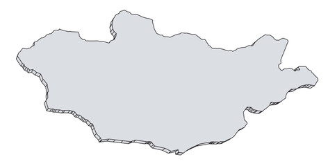 Mongolia 3D Map Silhouette