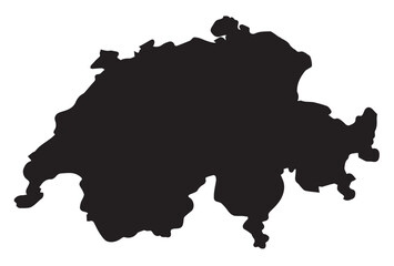 Switzerland Black Silhouette Map - 748031224