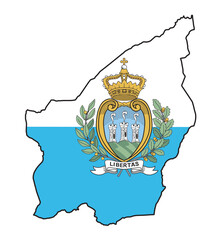 San Marino Outline Map On Flag - 748031293