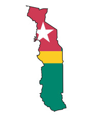 Togo Outline Map On the National Flag Colors - 748031294