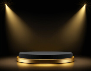 Gold podium elegant fabric background of luxury empty presentation studio product Generative AI