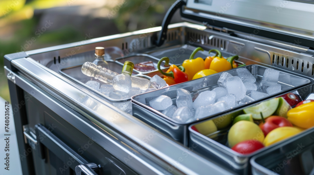 Poster inside there is plenty of space for ice and drinks with removable dividers to help organize and sepa