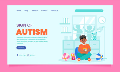 Autism landing page in flat design