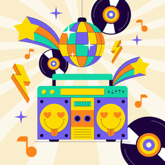 Obraz premium Groovy illustration in flat design