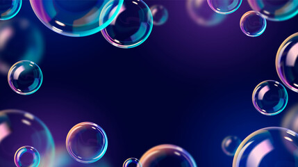 Realistic water bubbles frame and background
