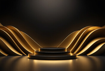 Gold podium elegant fabric background of luxury empty presentation studio product Generative AI