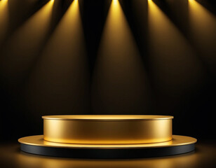 Gold podium elegant fabric background of luxury empty presentation studio product Generative AI