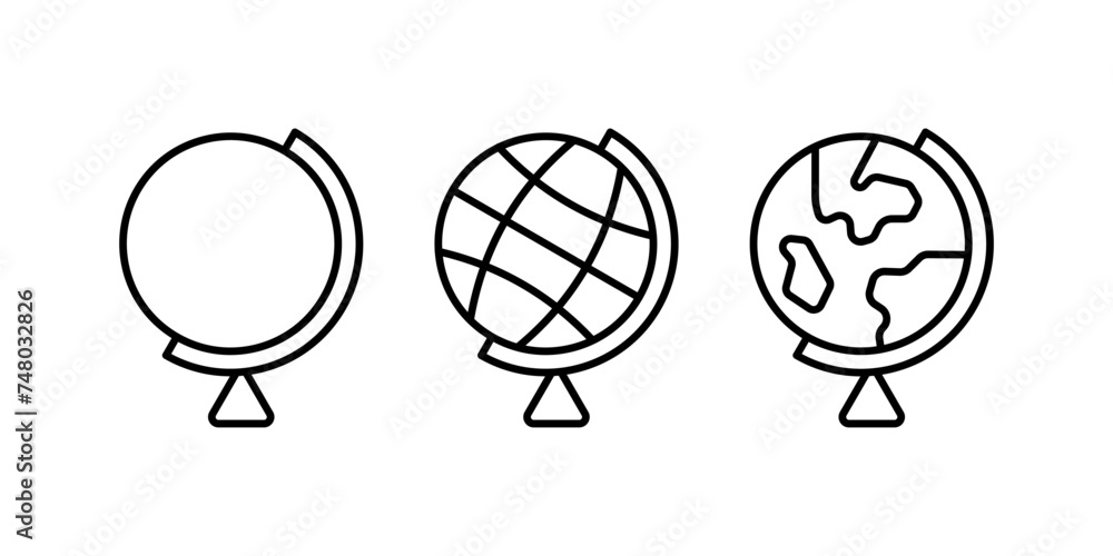 Poster globe icon set. linear style. vector icons