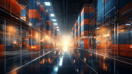 Sunset Glow in Industrial Warehouse