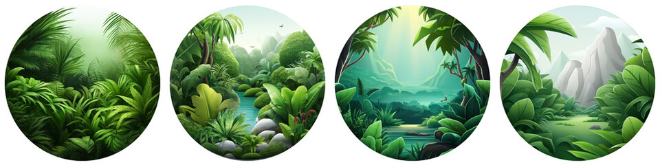 Fototapeta na wymiar Jungle clipart collection, vector, icons isolated on transparent background