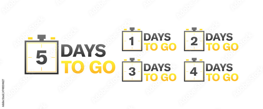 Poster days to go icon set. days to go stopwatch icon set. flat style. vector icons