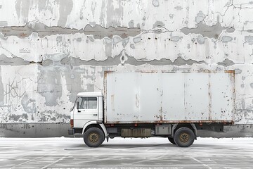 3d illustration of a white truck. Isolated background. Delivery truck. Generative AI.