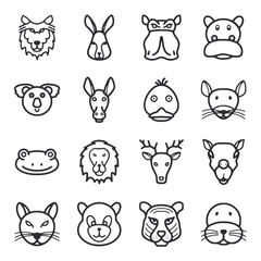 Animal face icon set