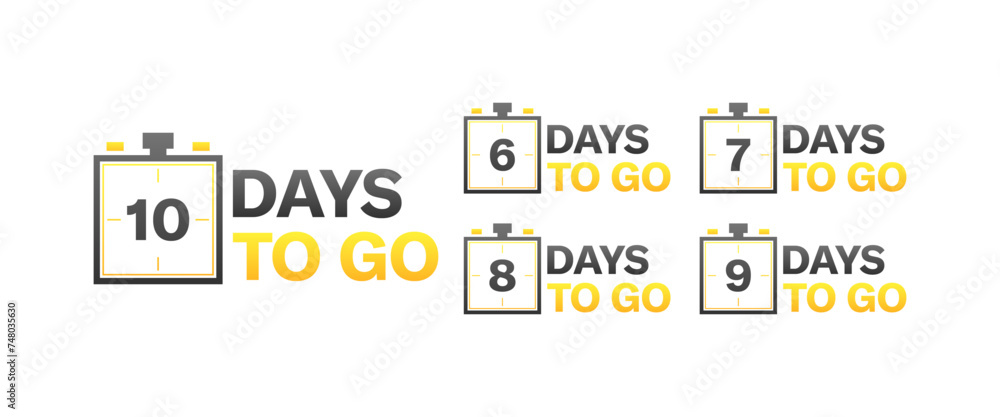 Poster days to go icon set. day to go timer icons. flat style. vector icons