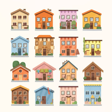 DIfferent type of apartment house vector set