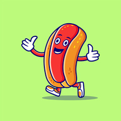 Cool Hotdog Cartoon Vector Icon Graphic Design illustration