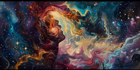Foto op Canvas Design a galaxy texture with stars, nebulas, and cosmic swirls in a dark expanse. © Araya