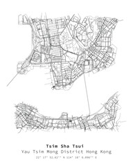 Tsim Sha Tsui Hongkong Street map ,vector image for digital marketing,product ,wall art and poster prints.