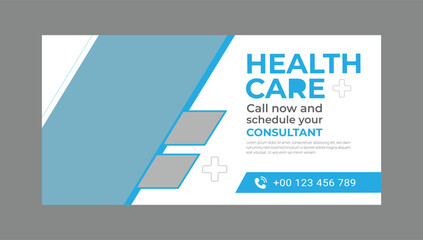 Modern professional medical healthcare social media cover design template with gradient colour, Social media cover page timeline, web banner ads design template.