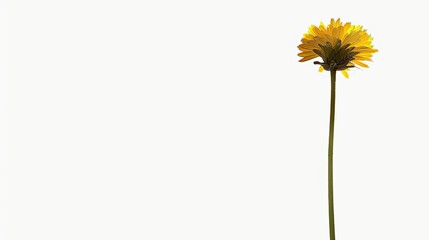 A single yellow daisy is set against a stark white background, showcasing the simplicity and elegance of nature