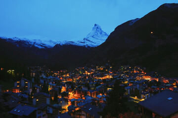 village night near the mountain 