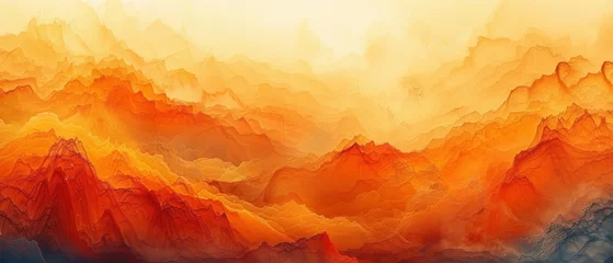 Abwaschbare Fototapete Orange The background is abstract art. Landscape painting, Chinese style, mood landscape painting, golden texture. Modern art. Prints, wallpapers, posters, murals, carpets.