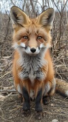 Fototapeta premium Fox kits playing in the spring meadow, a charming display of wildlife curiosity and the cycle of life