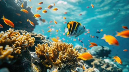 Deurstickers Tropical fish and coral reef in the ocean © thesweetsheep