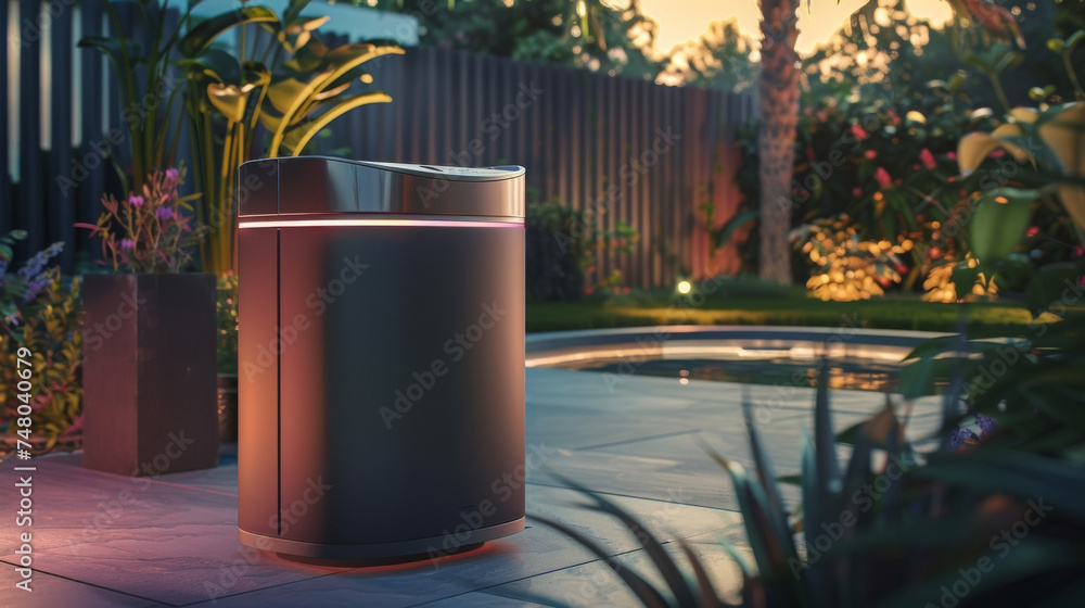 Poster the sleek design of the composter with its modern curves and streamlined appearance seamlessly blend