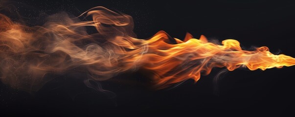 Ethereal orange and gold flames dance across a stark black background, evoking a sense of raw...
