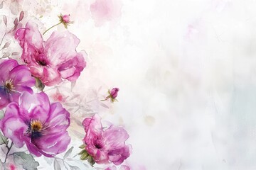 Fototapeta na wymiar Watercolor flowers on white background, theme spring.