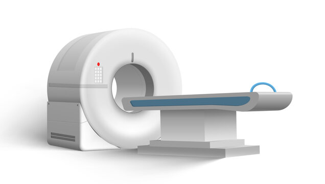 3D CT Computed Tomography Scanner On White