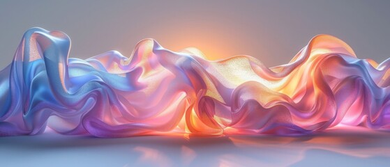 The most captivating 3D render fluid white background with translucency glass ribbon, dynamic holographic waves, and iridescent design element for mesmerizing banner backgrounds and wallpapers