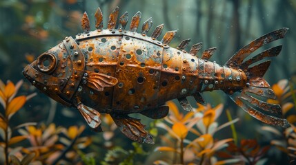 Fish made from recycled metal scrap