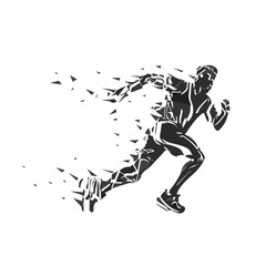 Black And White Geometric Running Man Silhouette