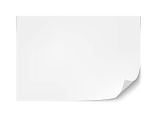 Blank Paper Sheet With Curved Corner On White