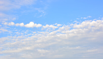 cloudscape with azure cky and white clouds  