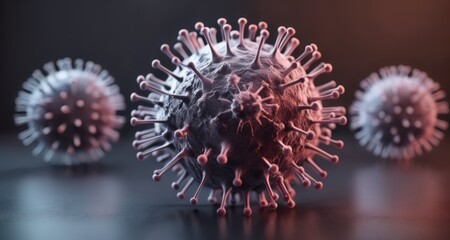  Viral threat - A close-up of a virus with spike proteins - obrazy, fototapety, plakaty