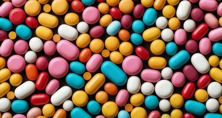 Obraz premium Vibrant pill capsules in a colorful array