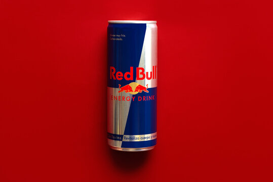 Can of Red Bull Energy Drink. Illustrative editorial